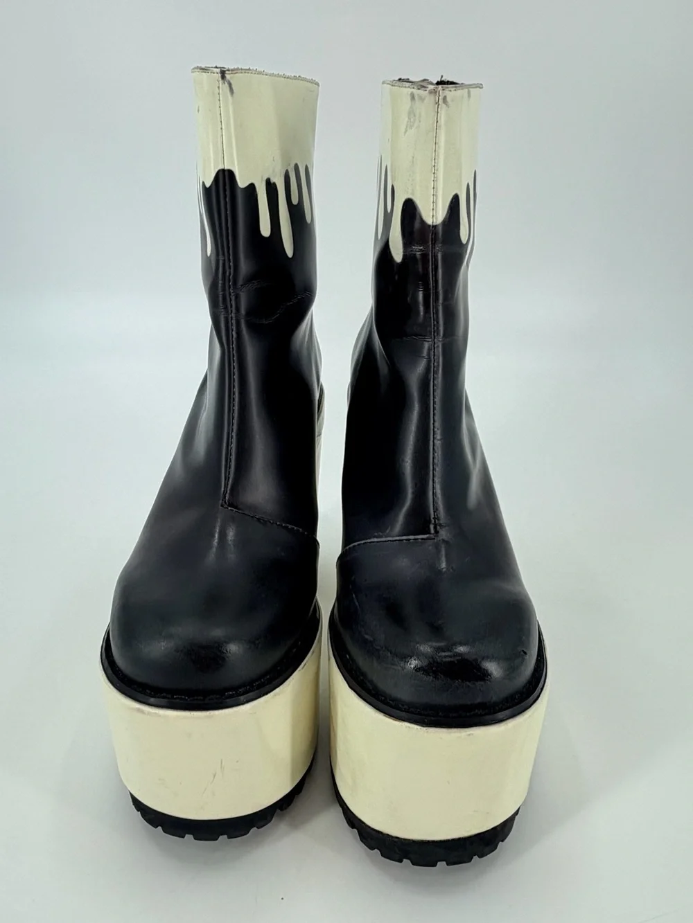 Current Mood Glow In The Dark Chunky Platform Rave Heels Lava Boots 7 FLAWS